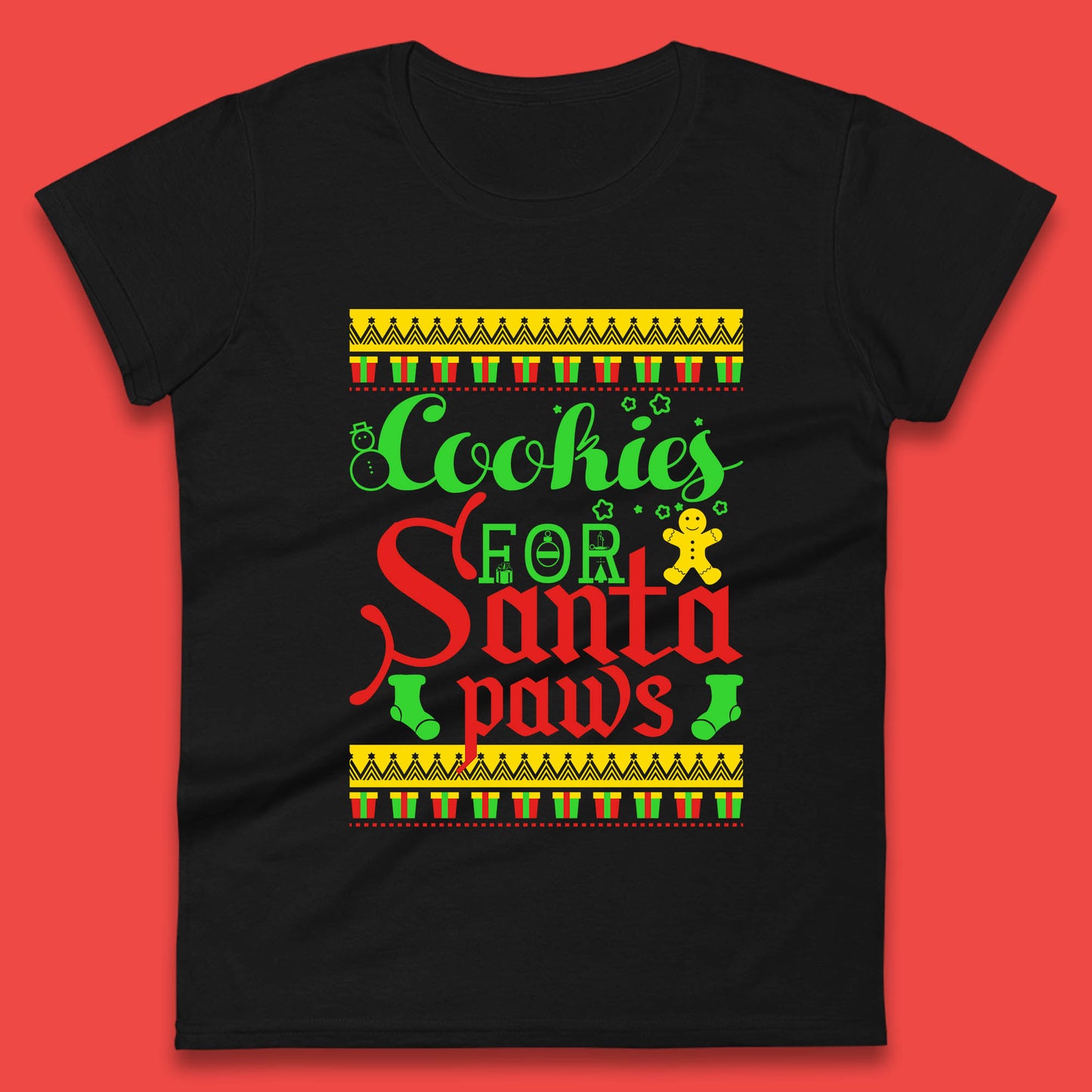 christmas cookies for santa paws womens t shirt