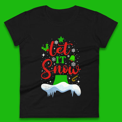 merry christmas let it snow snowflake womens t shirt