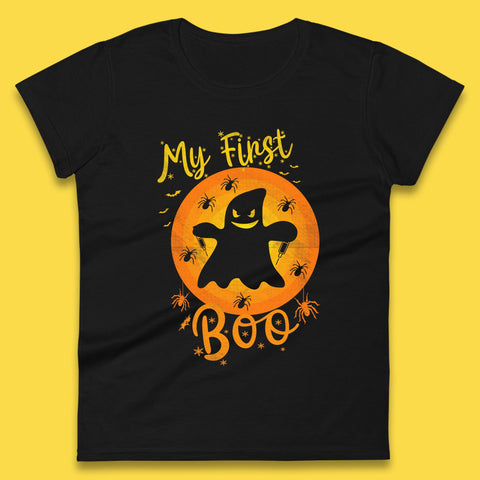 My First Boo Halloween Funny Boo Ghost Horror Scary Creepy Season Womens Tee Top