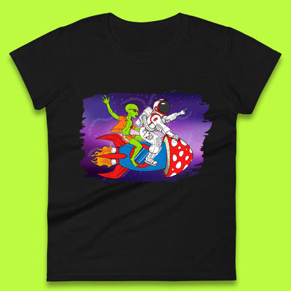Alien & Astronaut Rocket Ship Womens T-Shirt
