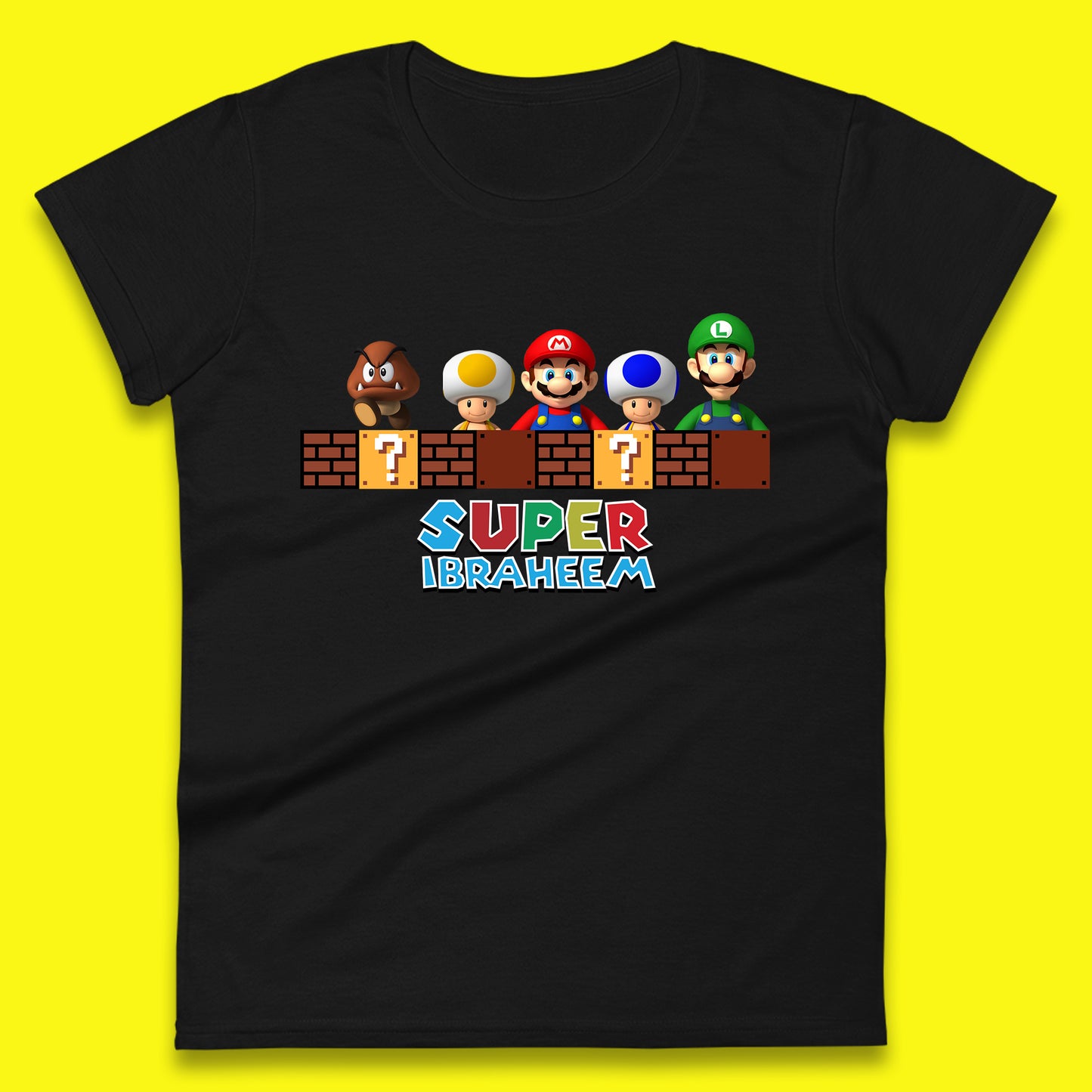 Personalised Super Mario Game Series Your Name Mario Bros Luigi Toad Mega Goomba Mario Womens Tee Top