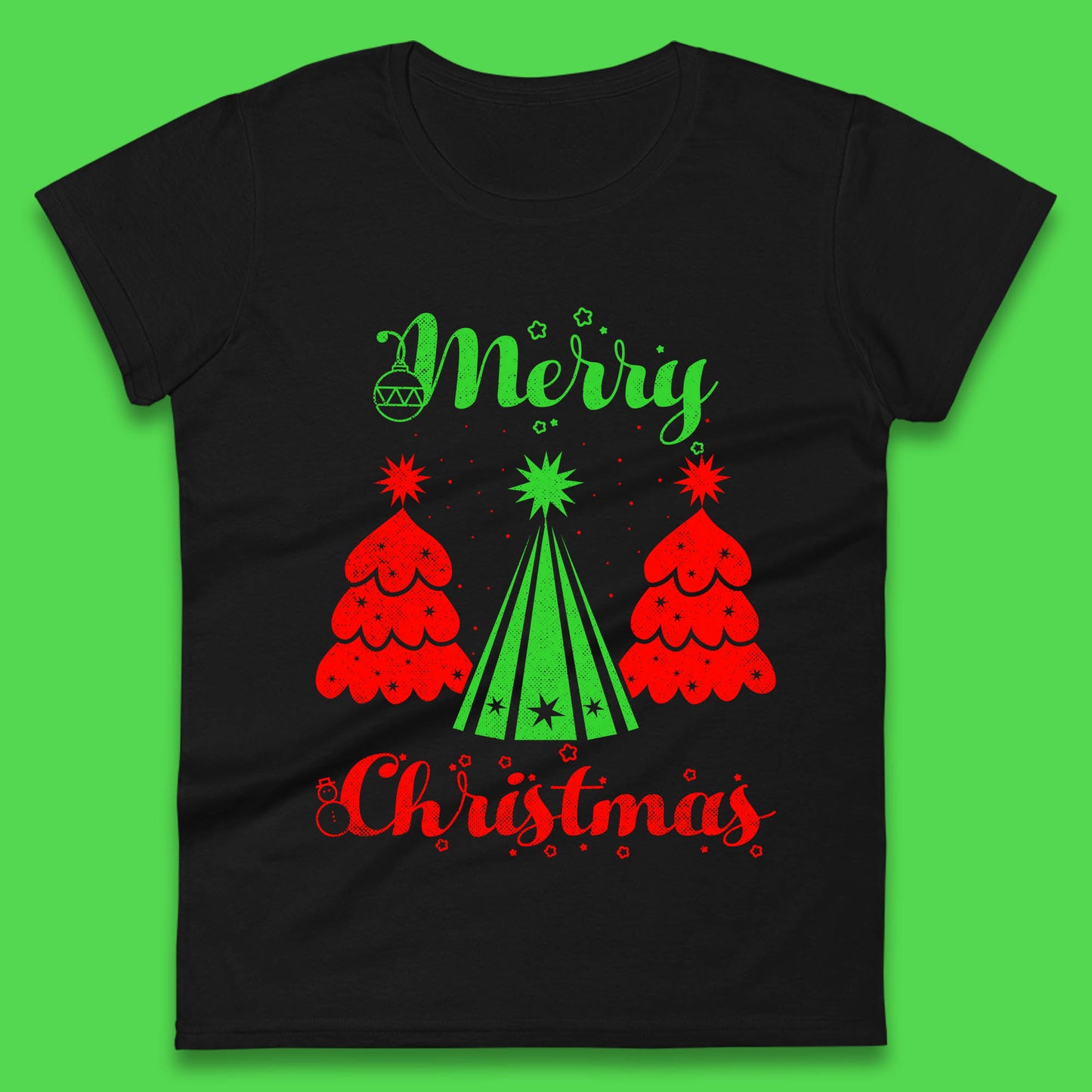 merry christmas tree womens t shirt