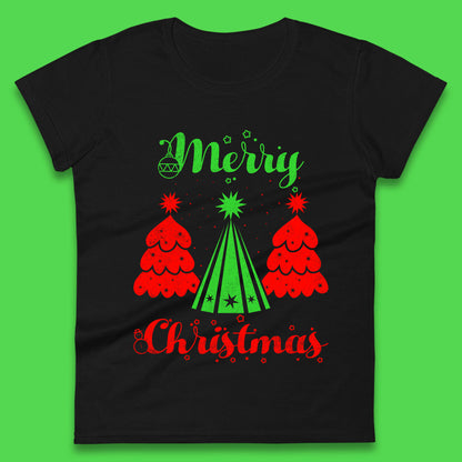 merry christmas tree womens t shirt