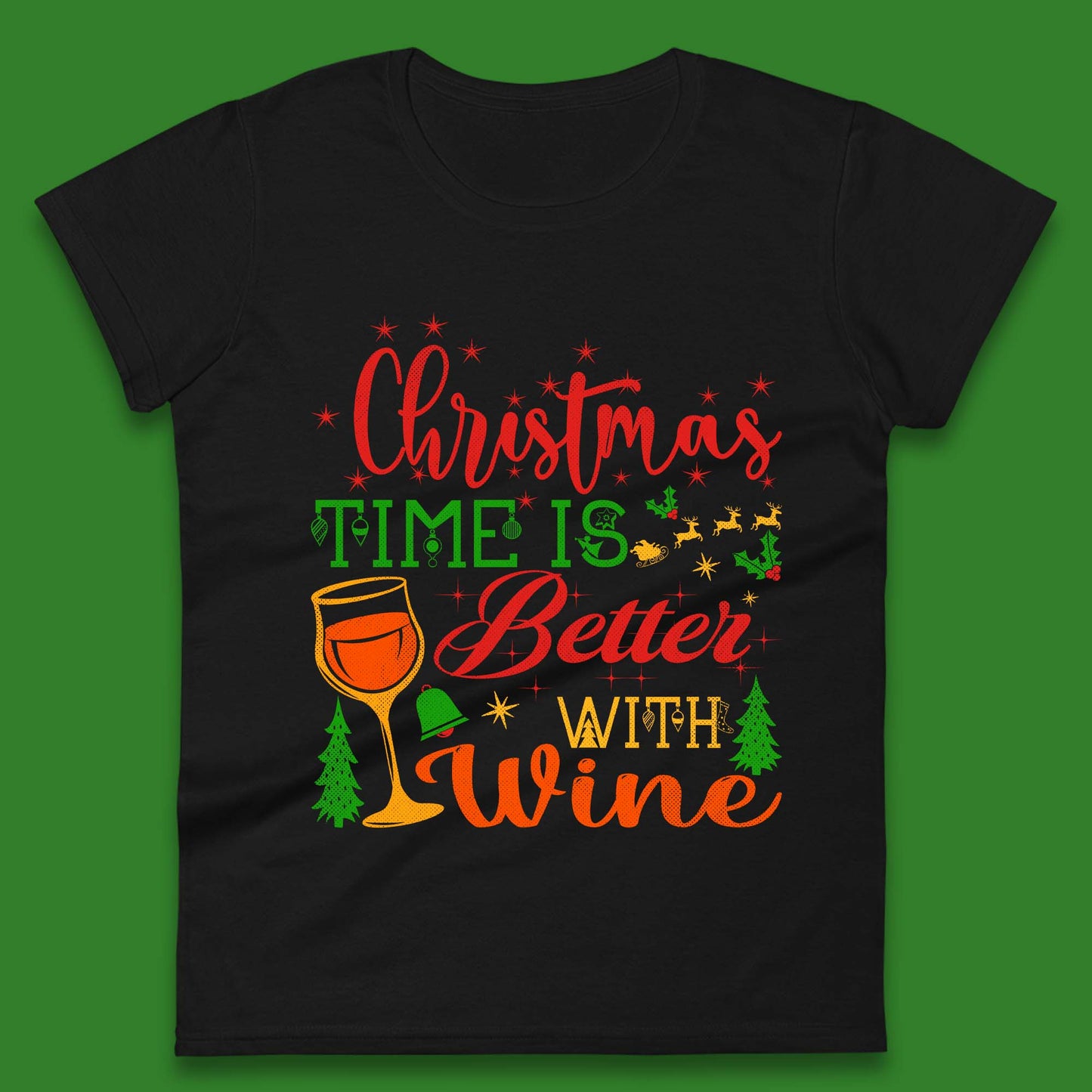Christmas Wine Womens T-Shirt