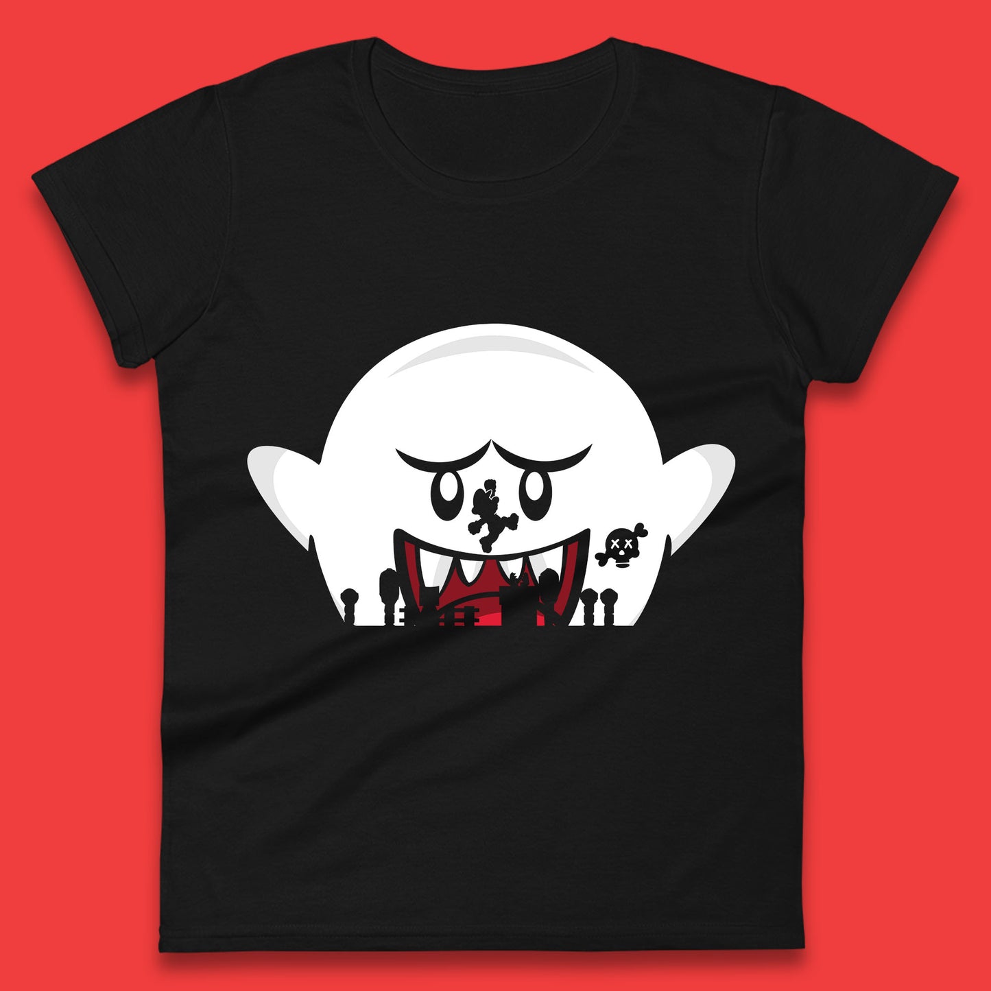 Super Mario Boo Trick Or Treat Halloween Nintendo Mario Iconic Ghost Boo Womens Tee Top