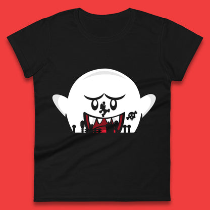 Super Mario Boo Trick Or Treat Halloween Nintendo Mario Iconic Ghost Boo Womens Tee Top