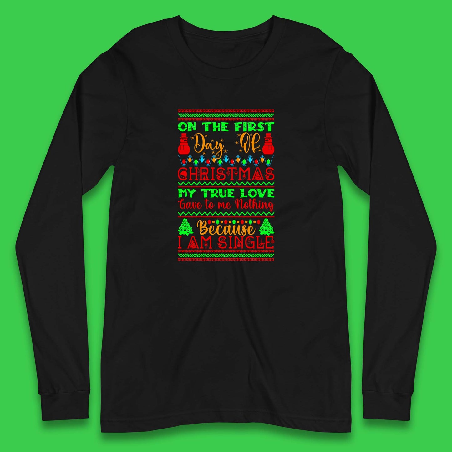 christmas single quote long sleeve t shirt