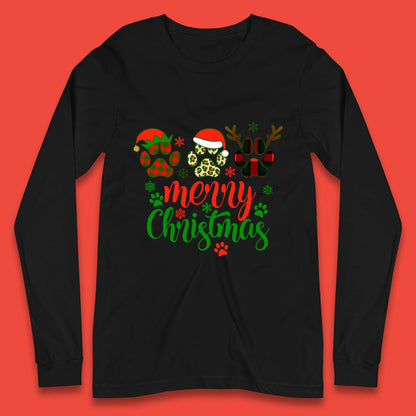 dog & cat paws christmas long sleeve t-shirt