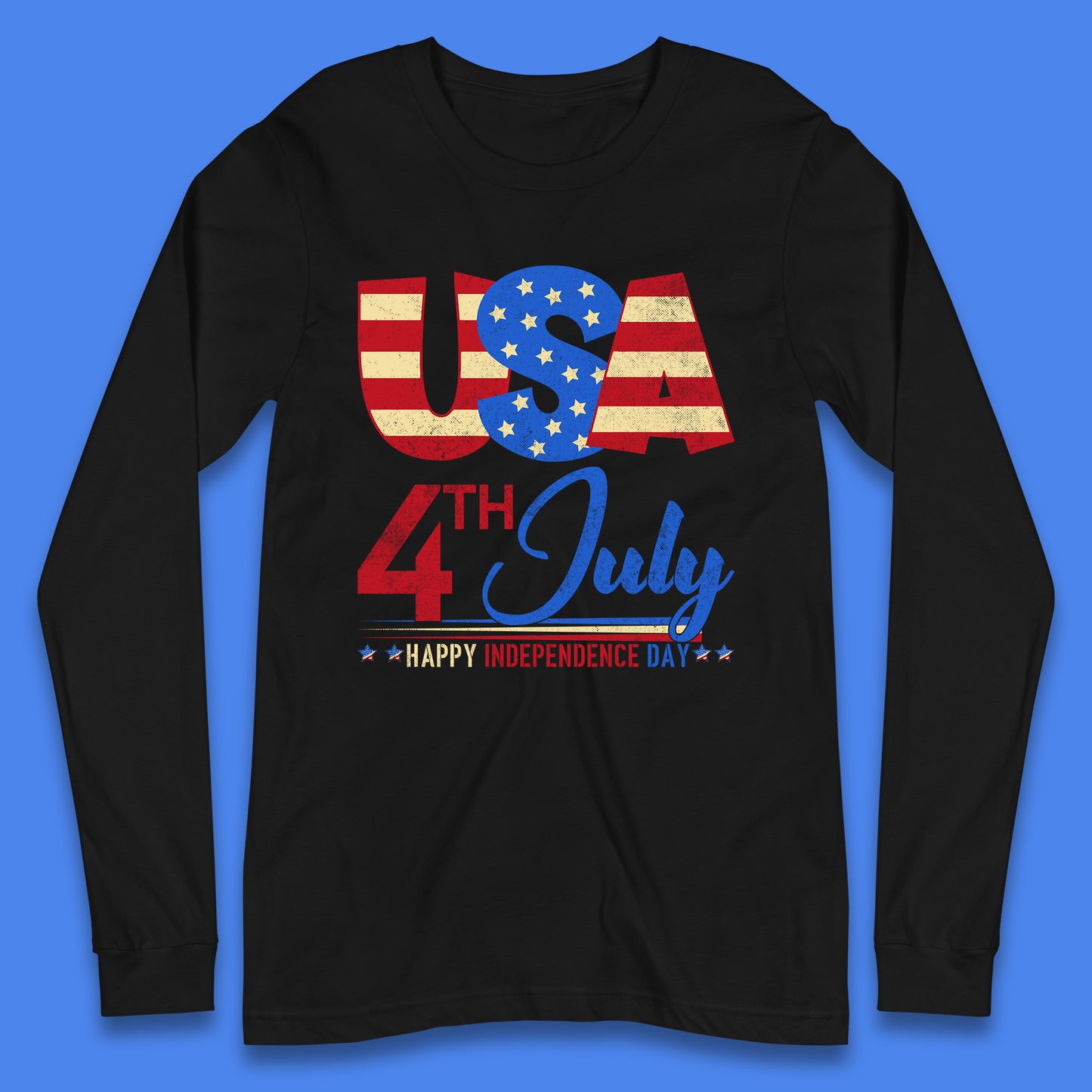 USA 4th July Happy Independence Day Celebration Patriotic Long Sleeve T Shirt