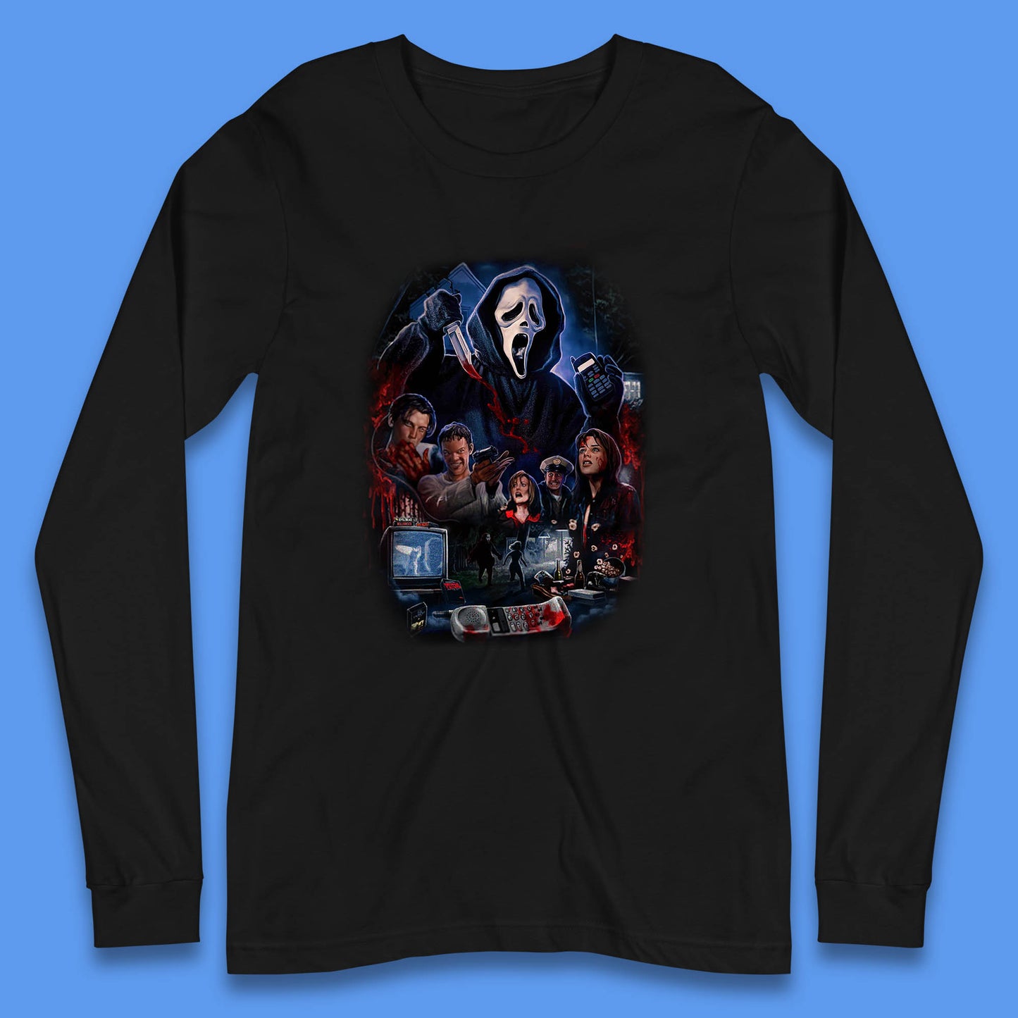 The Scream Movie Poster Ghostface Halloween Ghost Face Scream Horror Movie Character Long Sleeve T Shirt