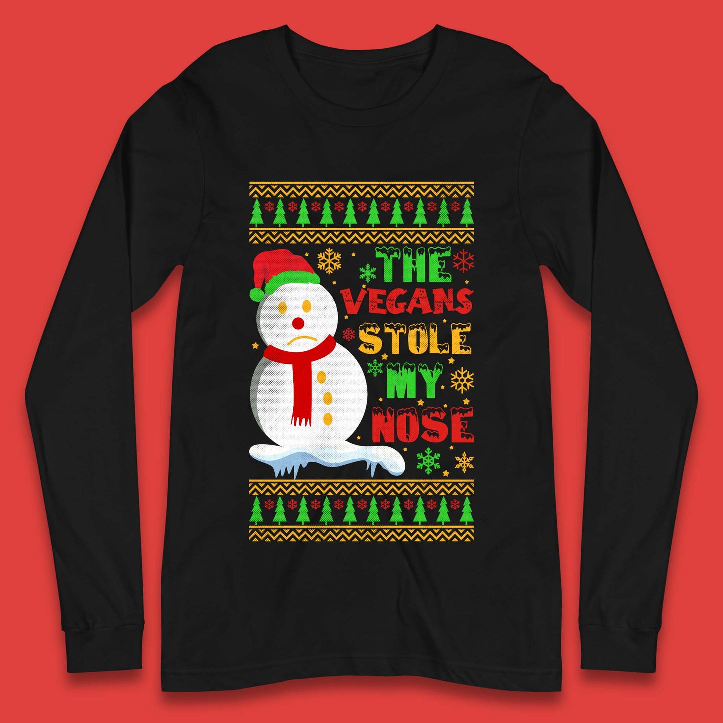 Vegan Snowman Christmas Long Sleeve T-Shirt