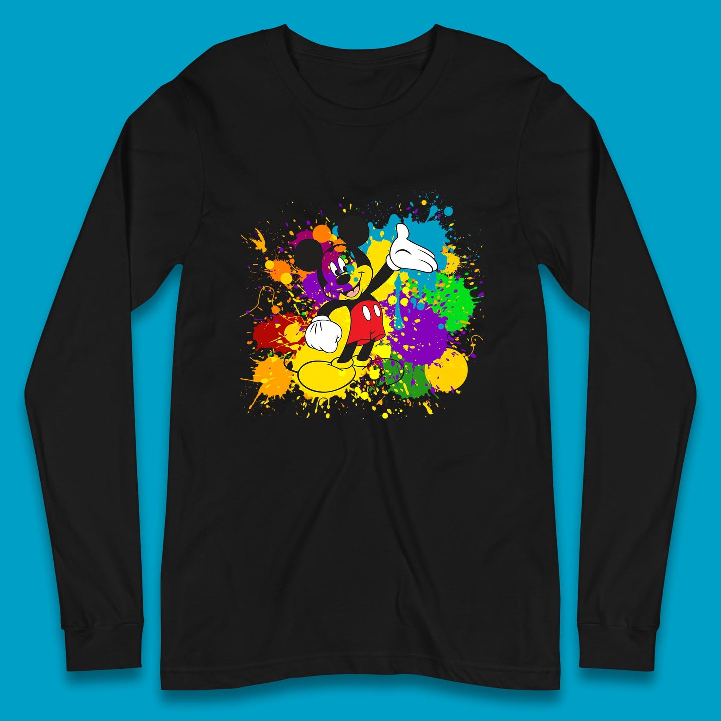 Abstract Paint Splashing On Disney Mickey Mouse Disneyland Trip Long Sleeve T Shirt
