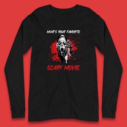 What's Your Favorite Scary Movie Halloween Scream Ghost Face Horror Movie Long Sleeve T Shirt