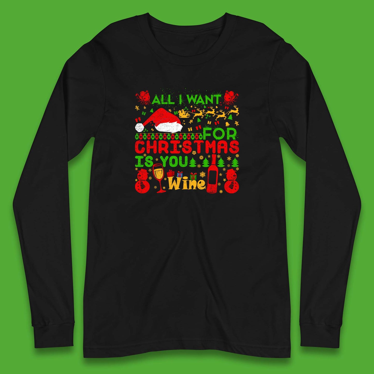 christmas wine long sleeve t shirt