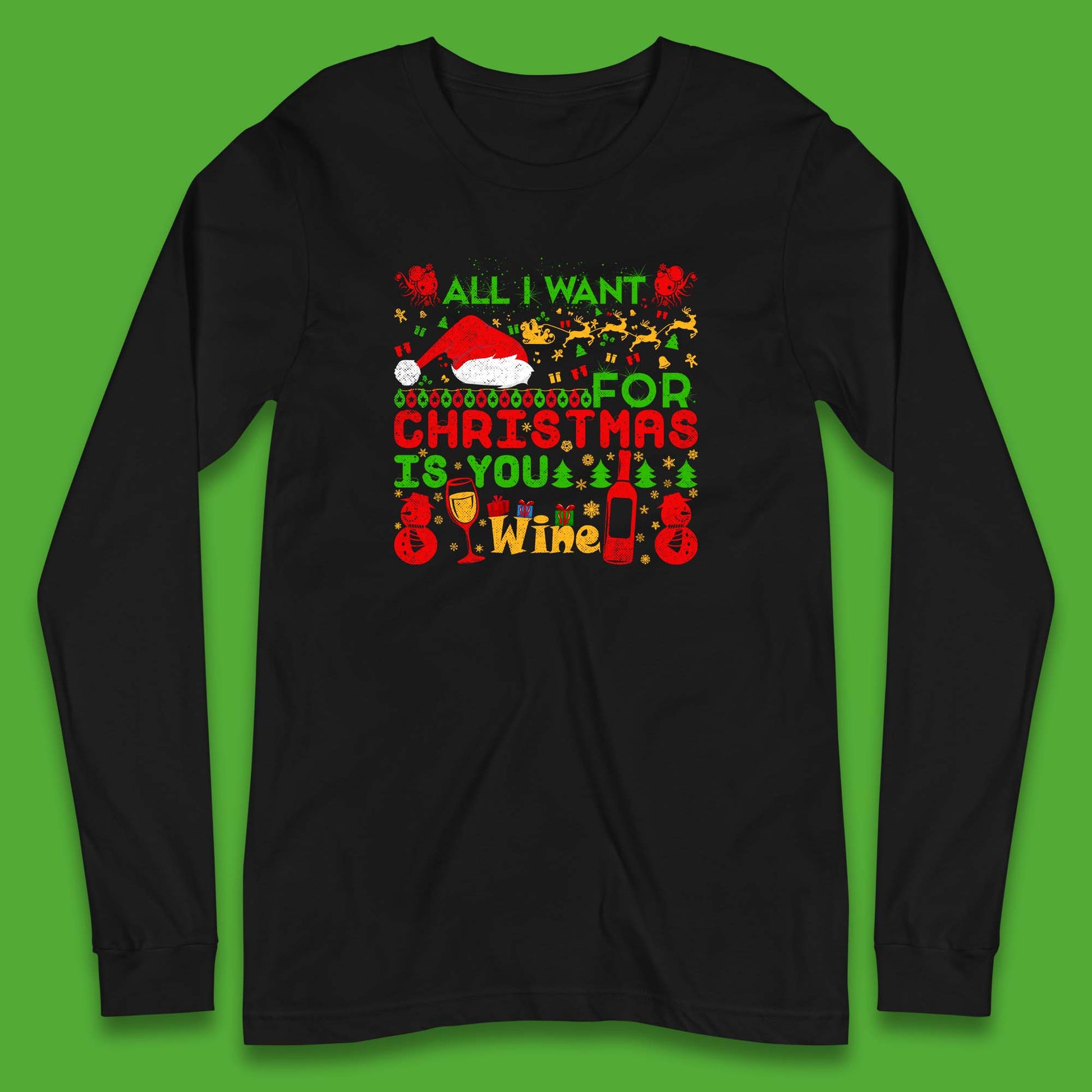 christmas wine long sleeve t shirt