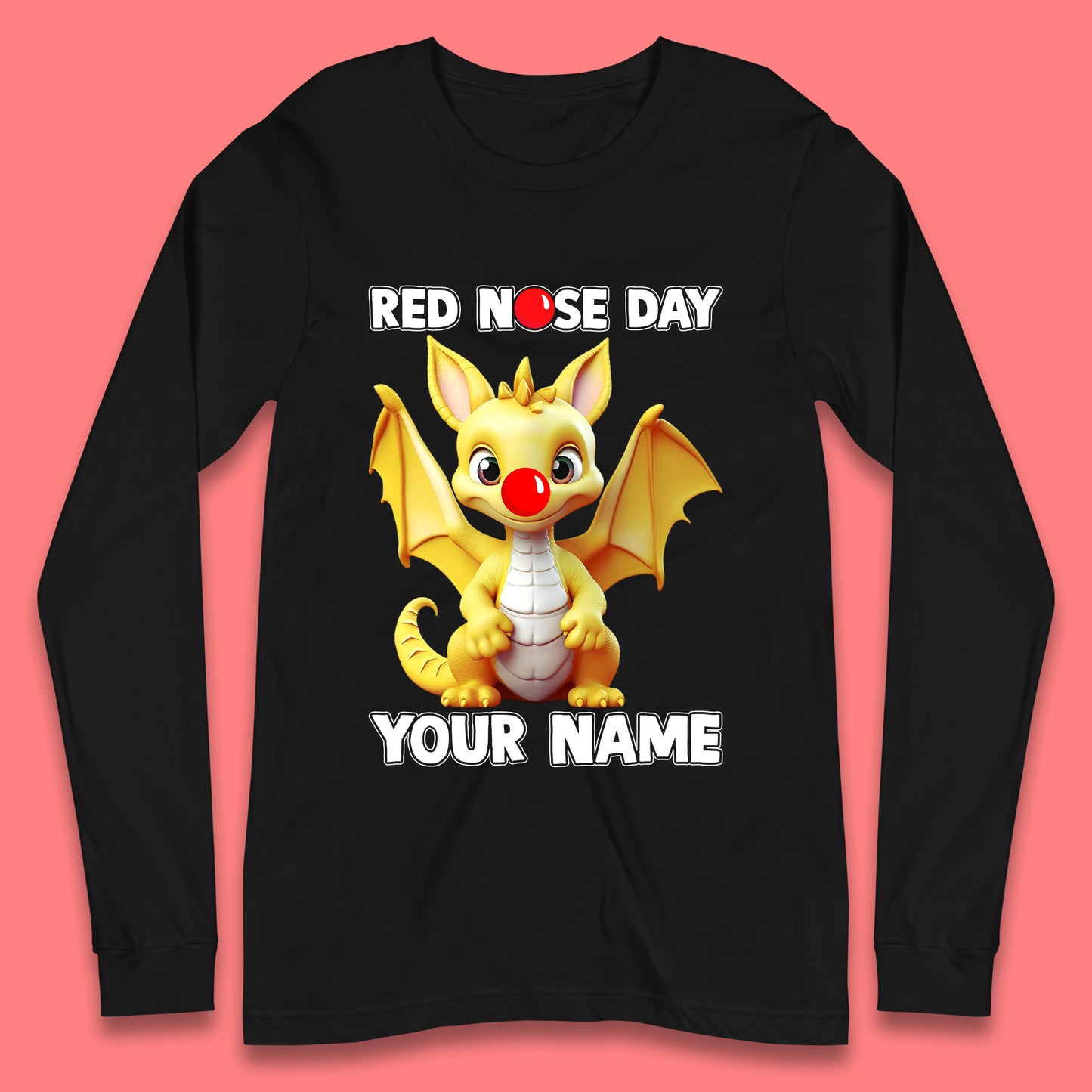 Personalised Dragon Red Nose Day Long Sleeve T-Shirt