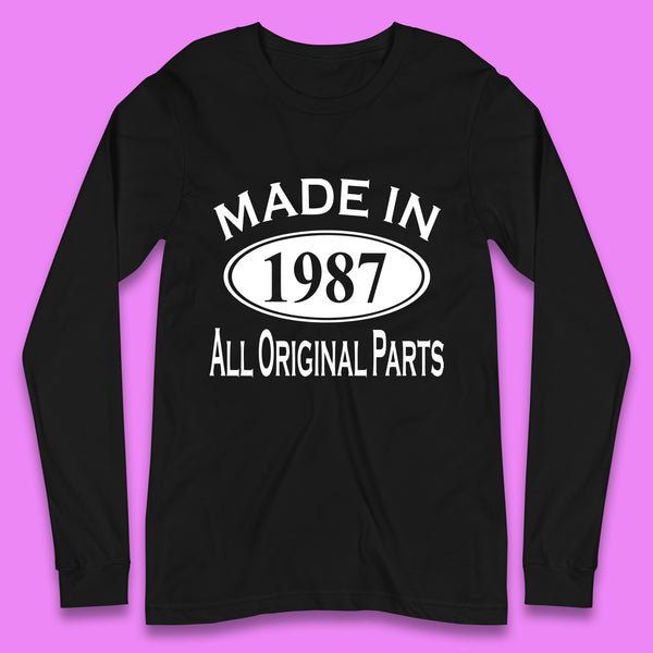Made In 1987 All Original Parts Vintage Retro 36th Birthday Funny 36 Years Old Birthday Gift Long Sleeve T Shirt