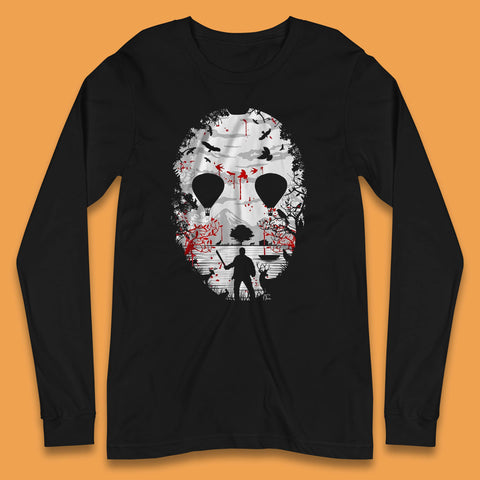 Crystal Lake Jason Voorhees Face Mask Halloween Friday The 13th Horror Movie Long Sleeve T Shirt