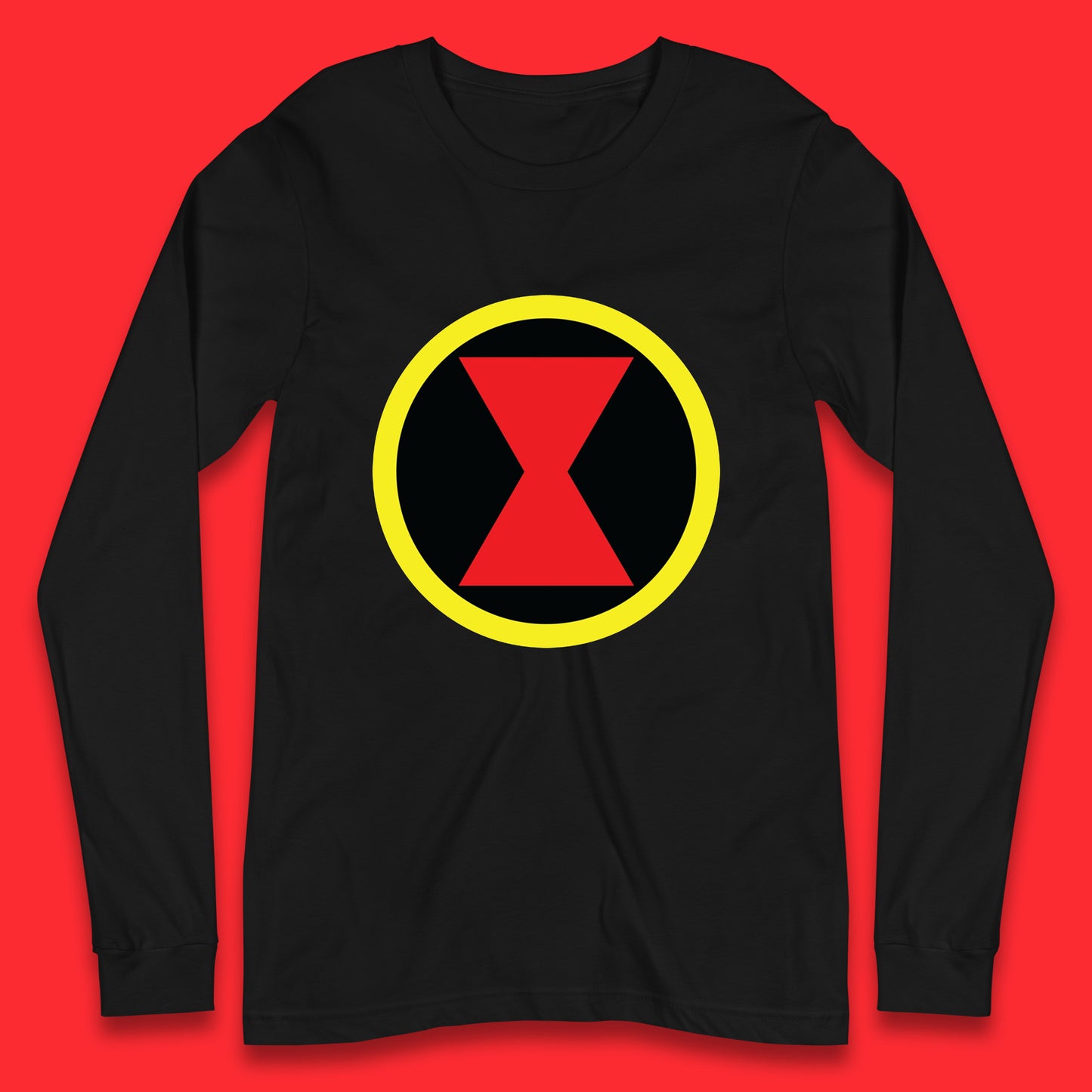 Black Widow Diy Black Symbol Logo Marvel Avengers Superhero Marvel Comics Gift for Marvel Fan Long Sleeve T Shirt