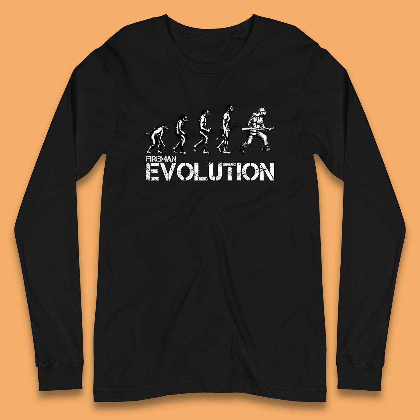 Fireman Evolution Funny Fire Brigade Service Firefighter Long Sleeve T Shirt