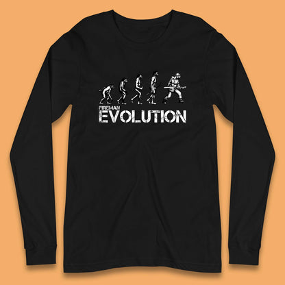 Fireman Evolution Funny Fire Brigade Service Firefighter Long Sleeve T Shirt