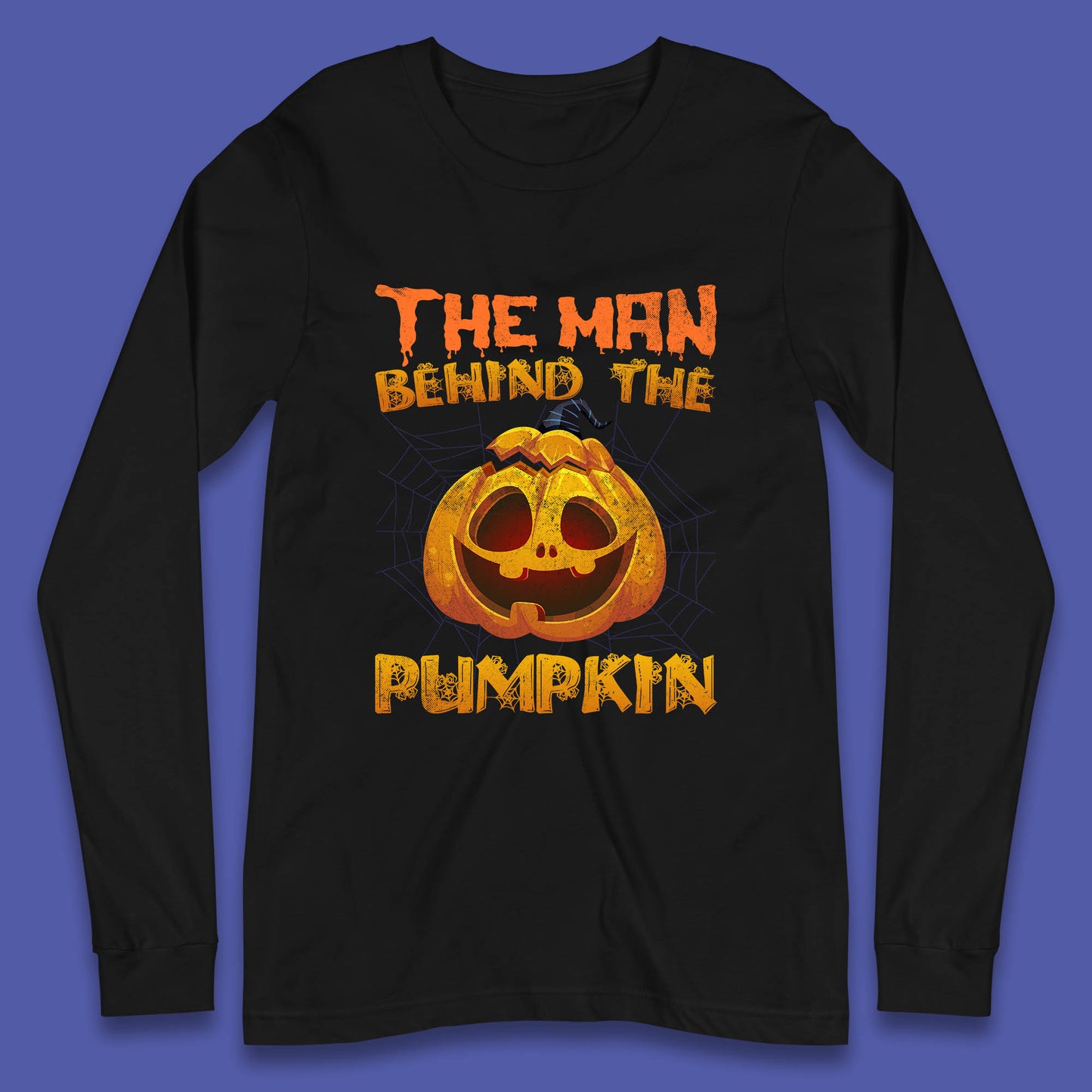 The Man Behind The Pumpkin Halloween Pregnancy Baby Announcement New Dad Gift Long Sleeve T Shirt