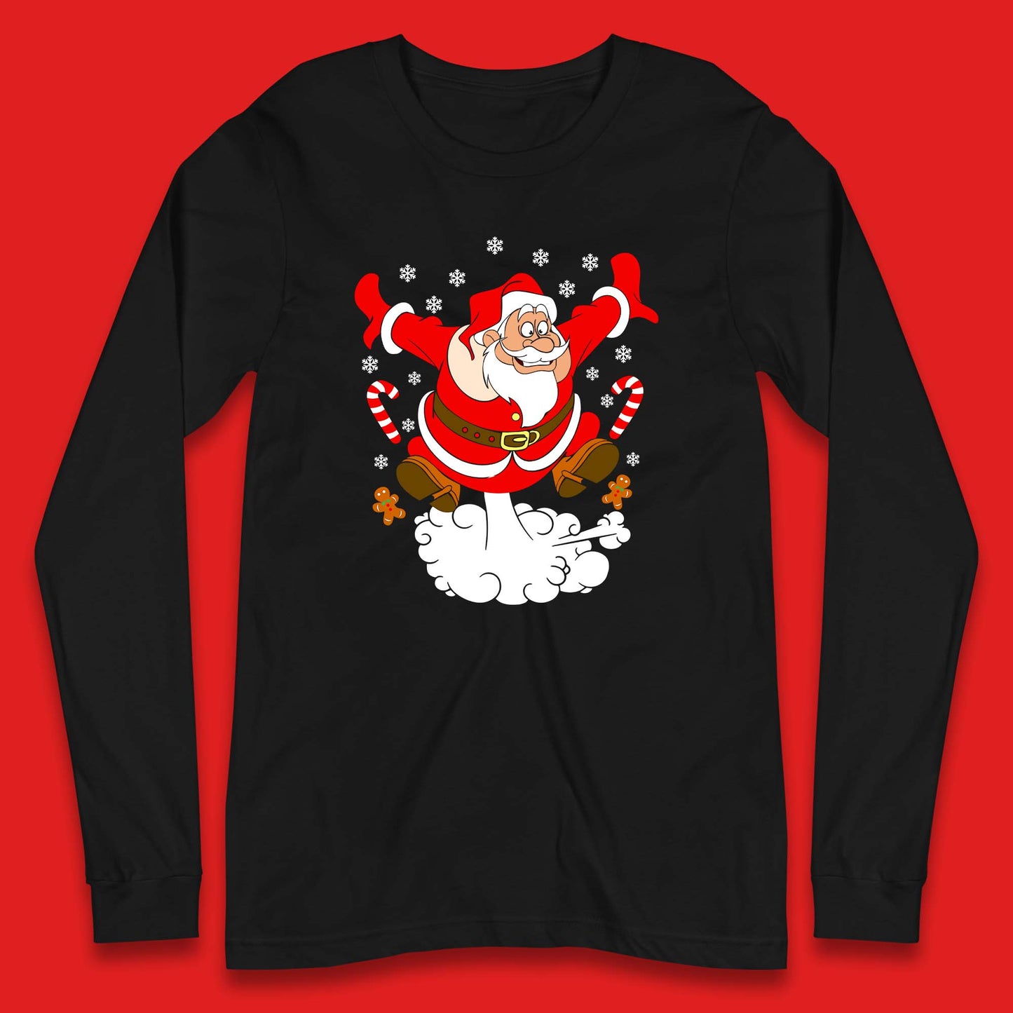 farting santa claus christmas long sleeve t shirt