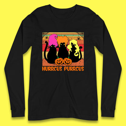 Vintage Halloween Witches Hurrcus Purrucs Scary Cat Horror Pumpkin Faces Hocus Pocus Halloween Costume Long Sleeve T Shirt