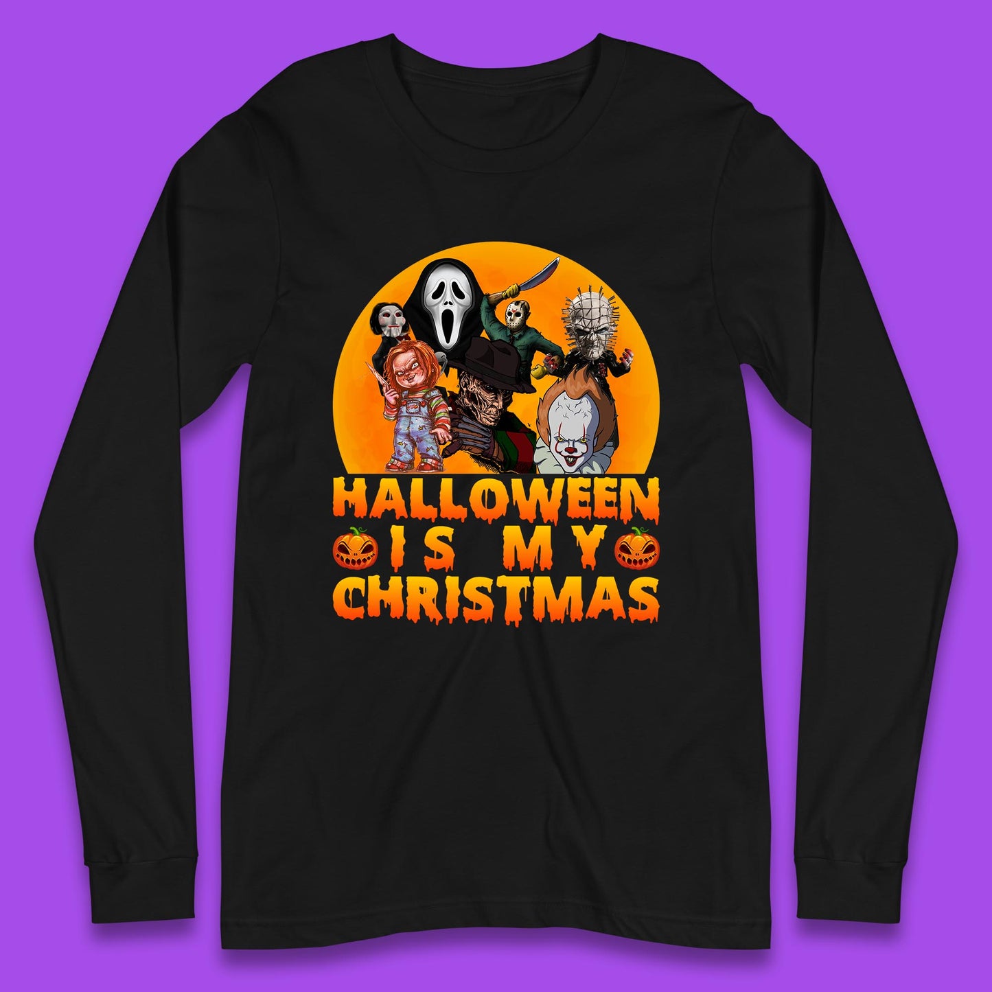 iconic horror movie characters long sleeve t shirt