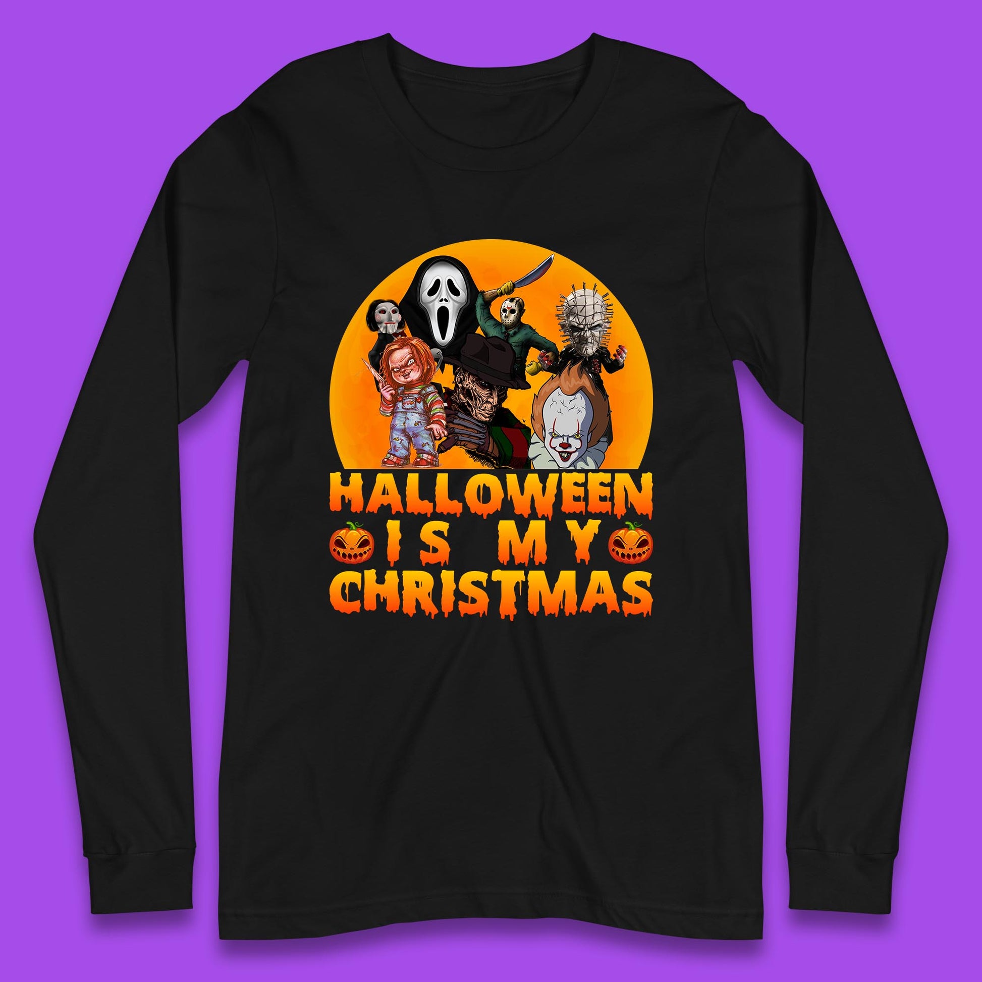 iconic horror movie characters long sleeve t shirt