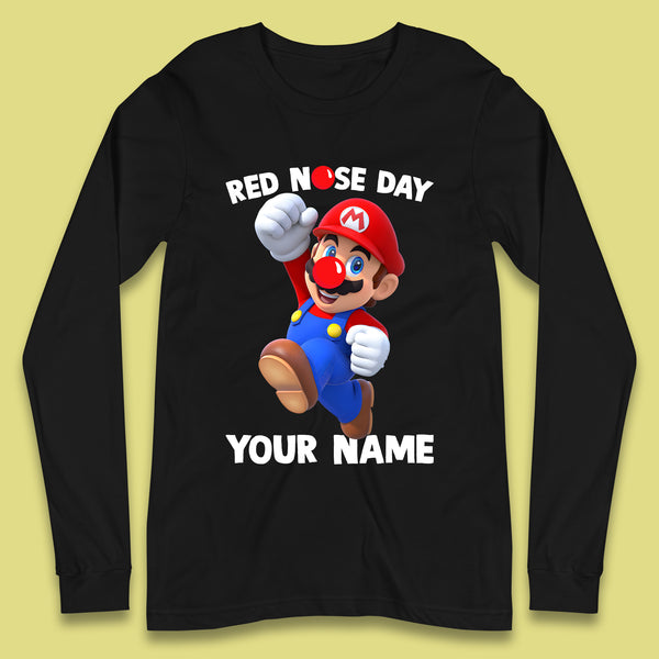 Personalised Super Mario Red Nose Day Long Sleeve T-Shirt