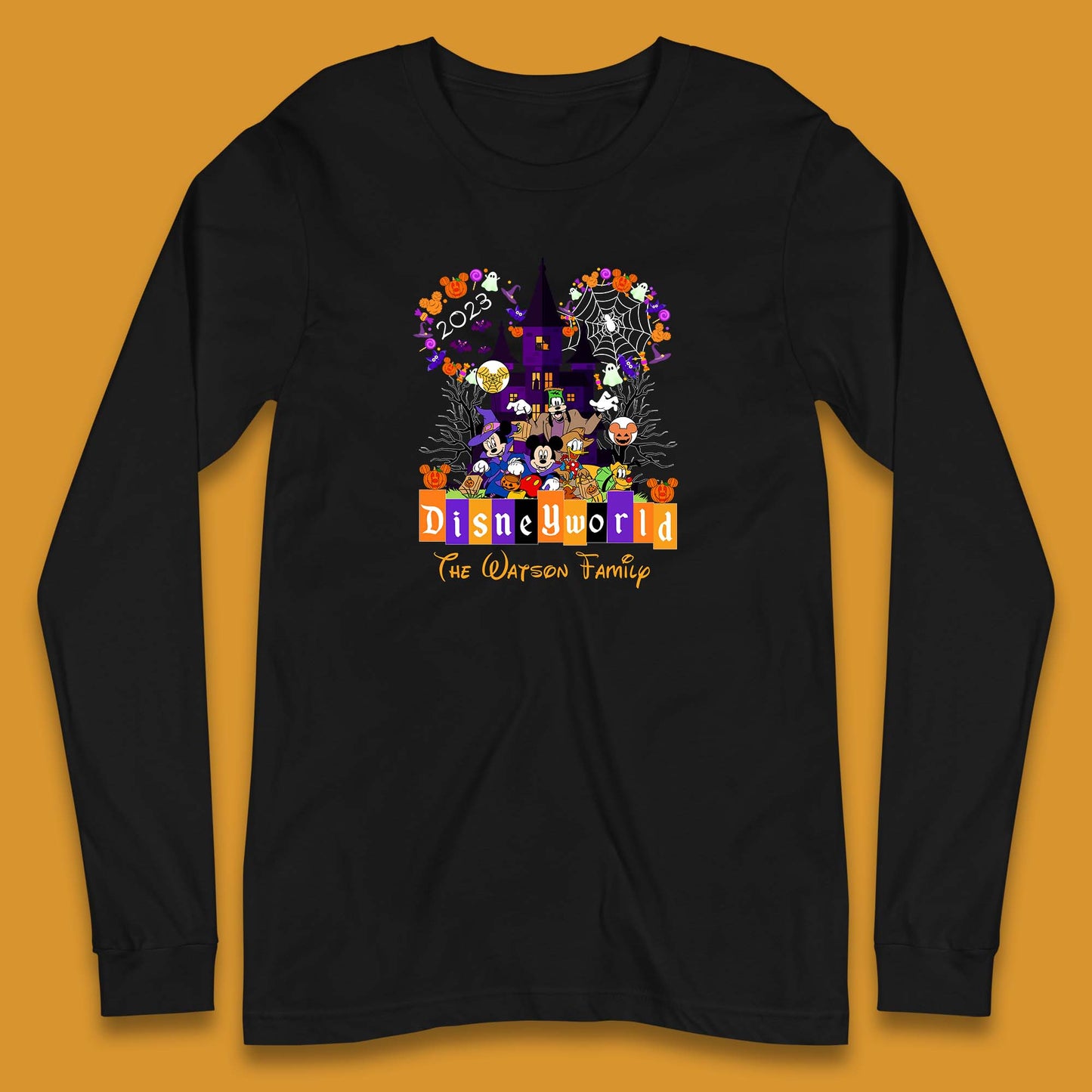 Personalised Disneyworld Halloween Family Disneyland Castle Mickey And Friends Disney Trip Long Sleeve T Shirt