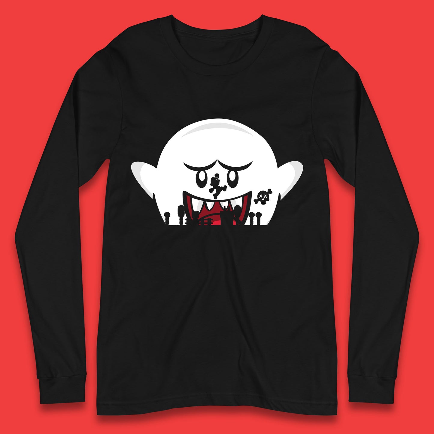 Super Mario Boo Trick Or Treat Halloween Nintendo Mario Iconic Ghost Boo Long Sleeve T Shirt