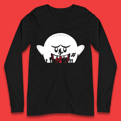 Super Mario Boo Trick Or Treat Halloween Nintendo Mario Iconic Ghost Boo Long Sleeve T Shirt