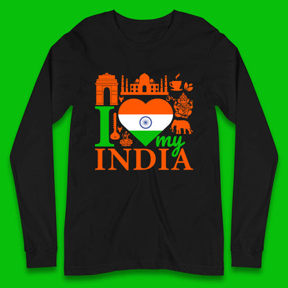 I Love My India Patriotic Indian Flag 15th August Independence Day Long Sleeve T Shirt