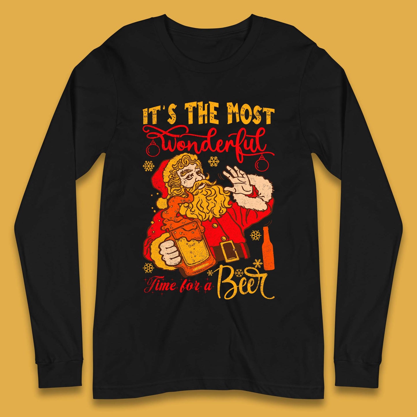 Santa Beer Time Christmas Long Sleeve T-Shirt
