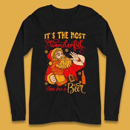 Santa Beer Time Christmas Long Sleeve T-Shirt