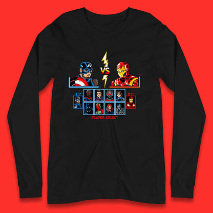 Captain America VS Iron Man Marvel Avengers Superheros Movie Character Panther Widow Thor Long Sleeve T Shirt