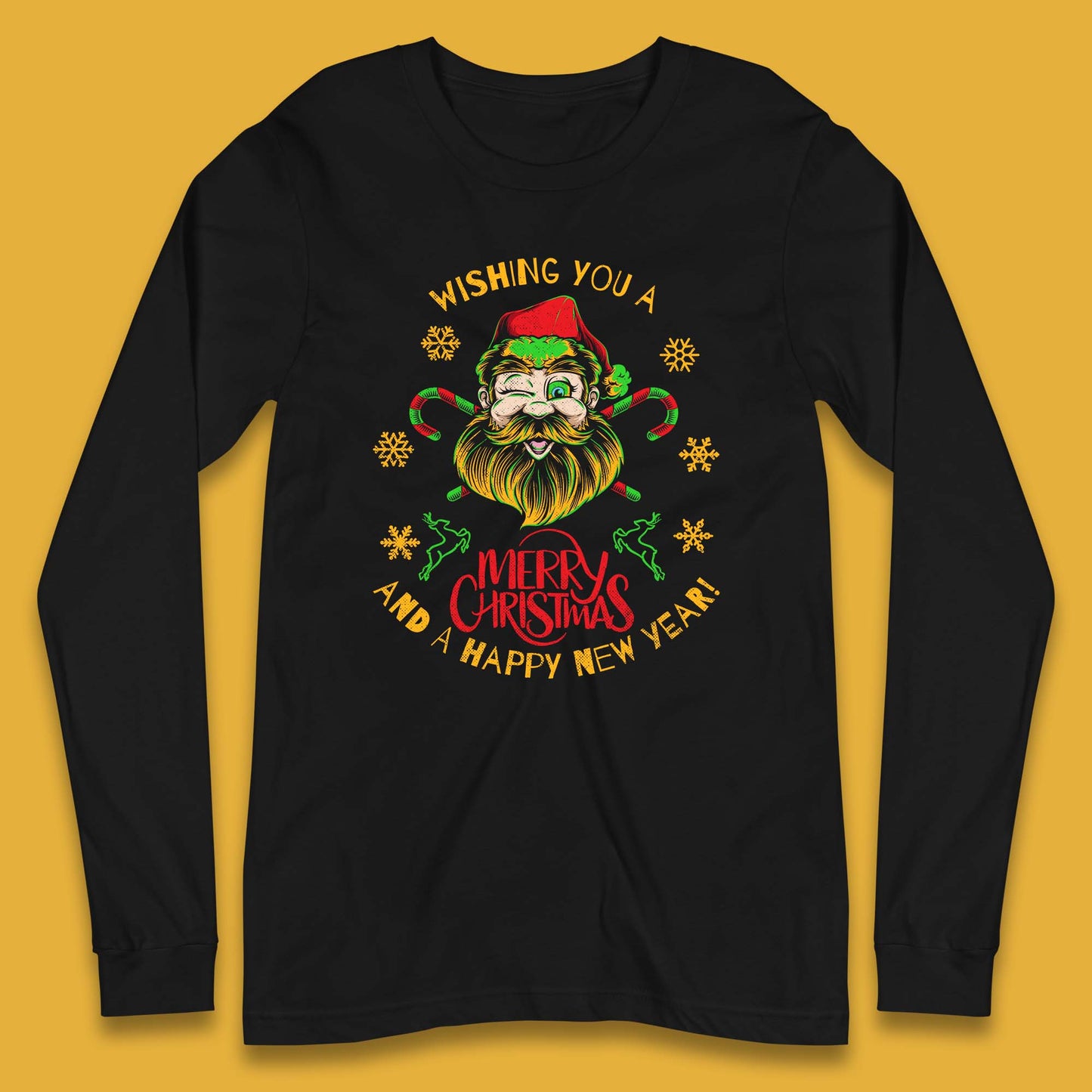 winking santa long sleeve t shirt