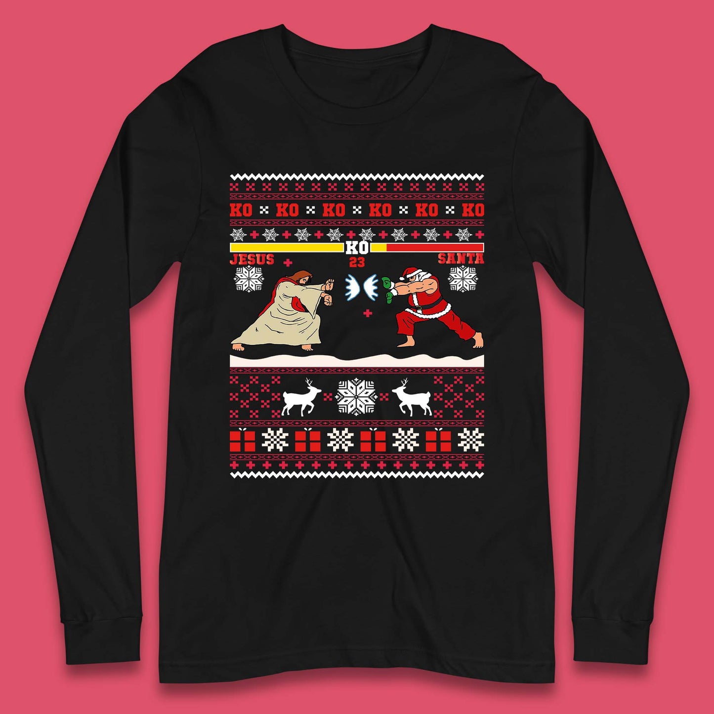 Jesus Vs Santa KO Christmas Long Sleeve T-Shirt