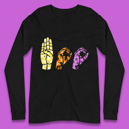 Halloween Hand Sign Language Boo Ghost American Sign Language Alphabet ASL Halloween Long Sleeve T Shirt