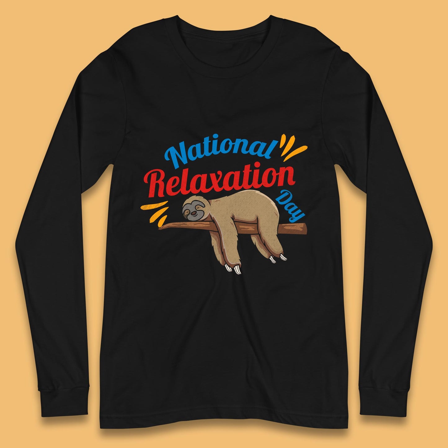 National Relaxation Day Sleeping Sloth Funny Sloth Nap Lazy Sloth Long Sleeve T Shirt
