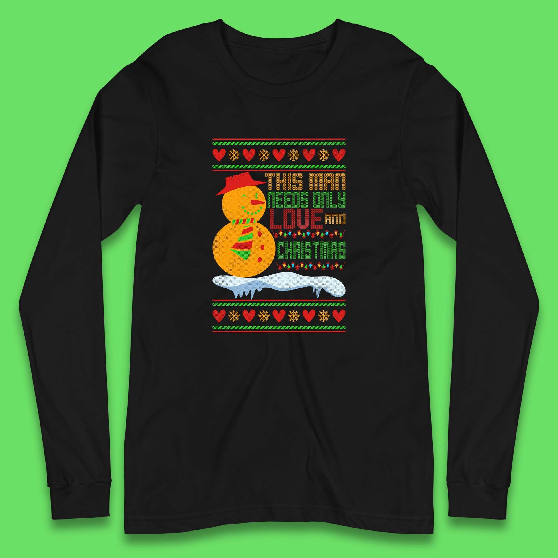 snowman christmas long sleeve t shirt