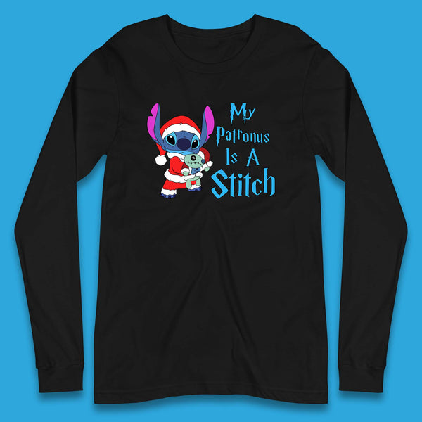 My Patronus Is A Stitch Disney Christmas Santa Stitch And Scrump Xmas Lilo And Stitch Long Sleeve T Shirt