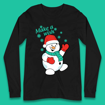Make A Wish Snowman Christmas Long Sleeve T-Shirt