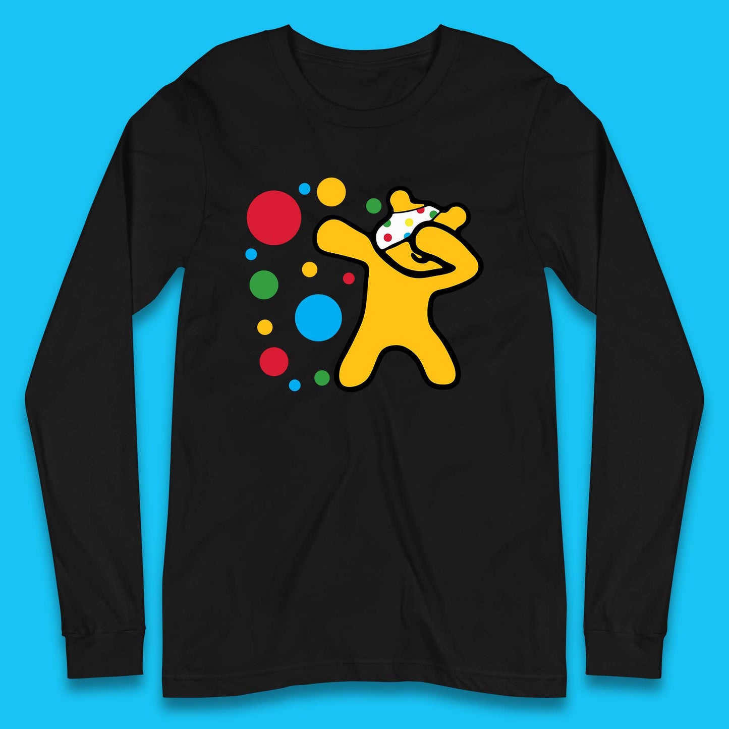 Dabbing Spotty Pudsey Bear Children In Need Dab Dance Spotty Day Donation Long Sleeve T Shirt