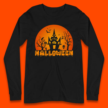 Halloween Horror Scary Hunted House Scary Spooky Night Festive Gift Long Sleeve T Shirt