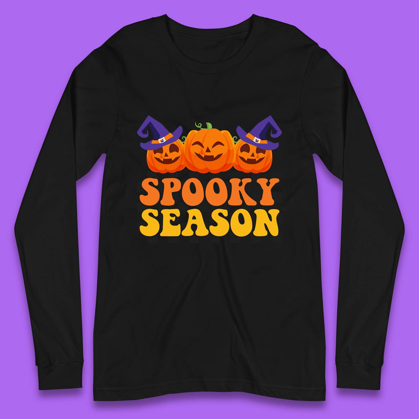 Spooky Season Halloween Jack-O-Lantern Pumpkins Spooky Vibes Long Sleeve T Shirt