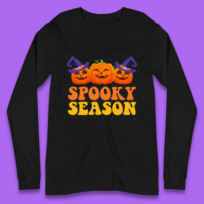 Spooky Season Halloween Jack-O-Lantern Pumpkins Spooky Vibes Long Sleeve T Shirt