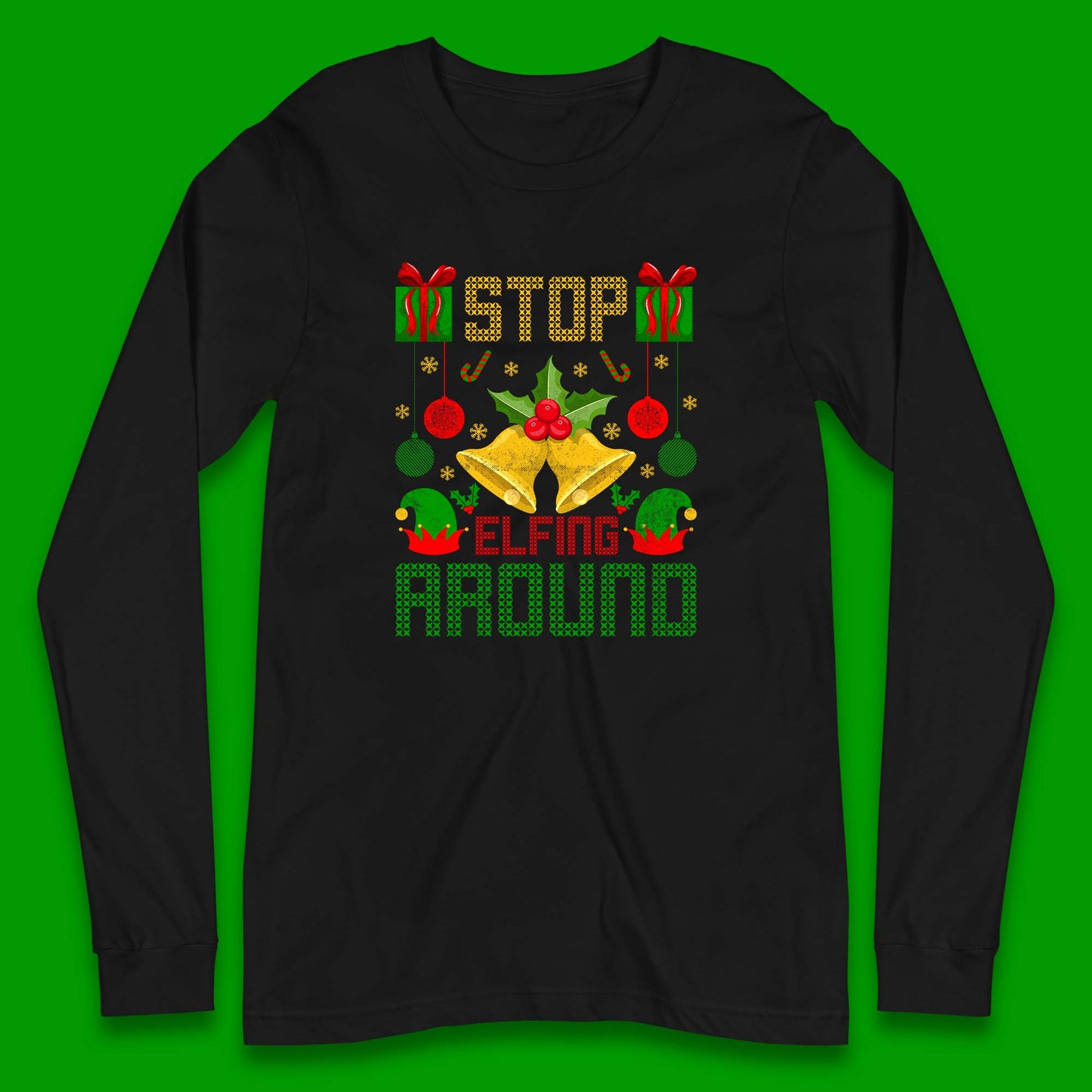 christmas stop elfing around t shirt